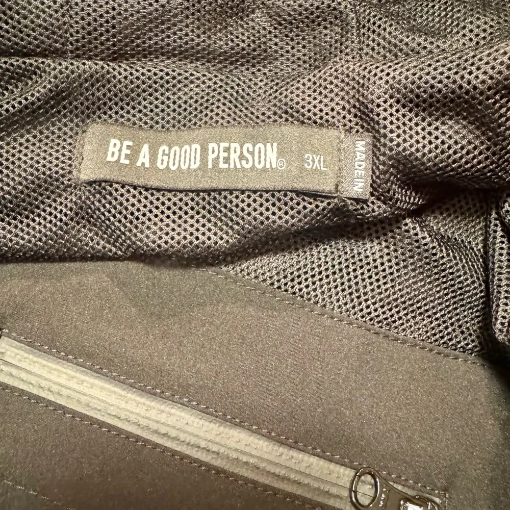 Black Hooded Windbreaker with Graphic Detail - Picture 4 of 4